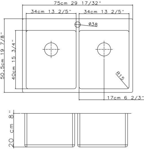 Asil AS 390 Undermount Sink Inox Satin W75xD50.5cm Silver