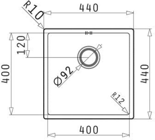 Pyramis Astris 101028301 Flächenbündig montiert Spüle Inox Gebürstet B40xT40cm Silber