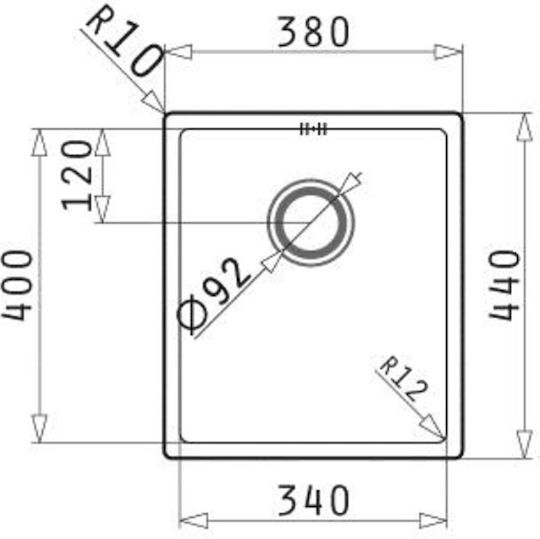 Pyramis Astris 1b 101028201 Flächenbündig montiert Spüle Inox Gebürstet B34xT40cm Silber