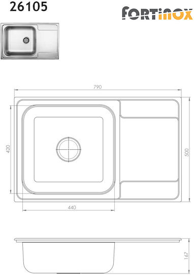 Fortinox Valley Ένθετος Inox Σατινέ Μ79xΠ50cm Ασημί Fortinox Valley Ένθετος Inox Σατινέ Μ79xΠ50cm Ασημί