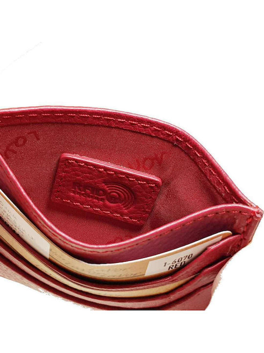 Leather Men's Wallet Cards with RFID Red