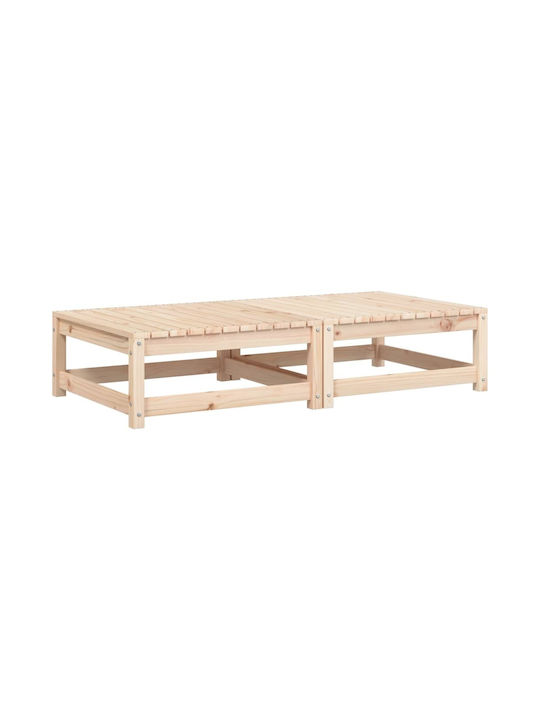 Wooden Cube Garden Stool with Beige Cushion 2 Pieces 70x70x30cm