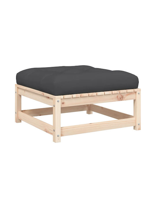 Wooden Cube Garden Stool with Beige Cushion 2 Pieces 70x70x30cm
