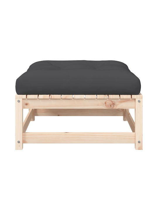 Wooden Cube Garden Stool with Beige Cushion 2 Pieces 70x70x30cm
