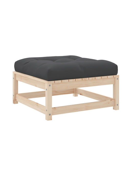 Wooden Cube Garden Stool with Beige Cushion 2 Pieces 70x70x30cm