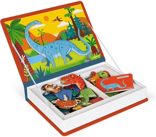 Janod Μαγνητικό Παιχνίδι Κατασκευών Dinosaurs Magneti'book για Παιδιά 3+ Ετών