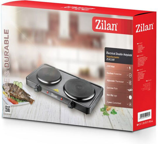Zilan Επιτραπέζια Εστία Εμαγιέ Διπλή Μαύρη