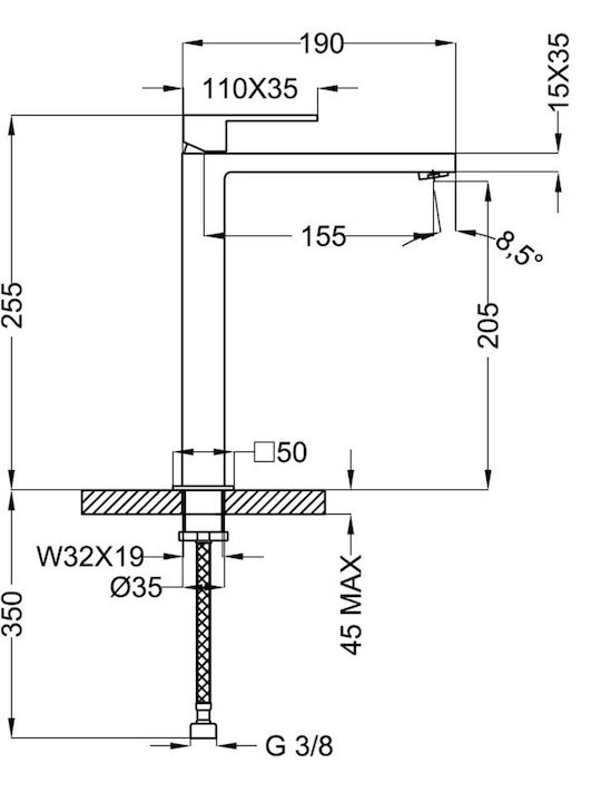 Sanitec Milan High Mischung Waschtischarmatur