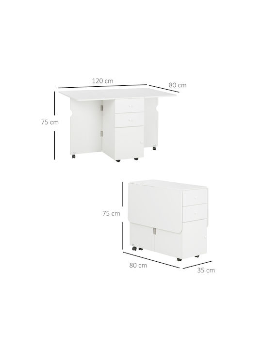 Masă Bucătărie Pliabil Alb 120x80x75buc