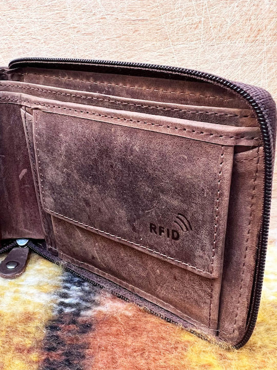 Leather Men's Wallet Classic with RFID Brown
