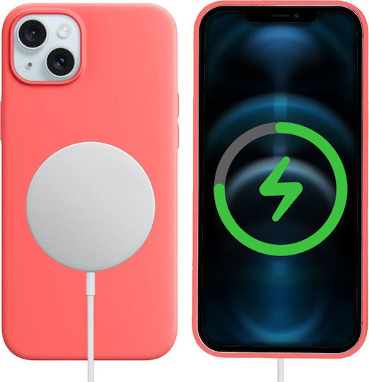 Idol 1991 Velvet Silicone Back Cover Plastic Coral for iPhone 15 Plus