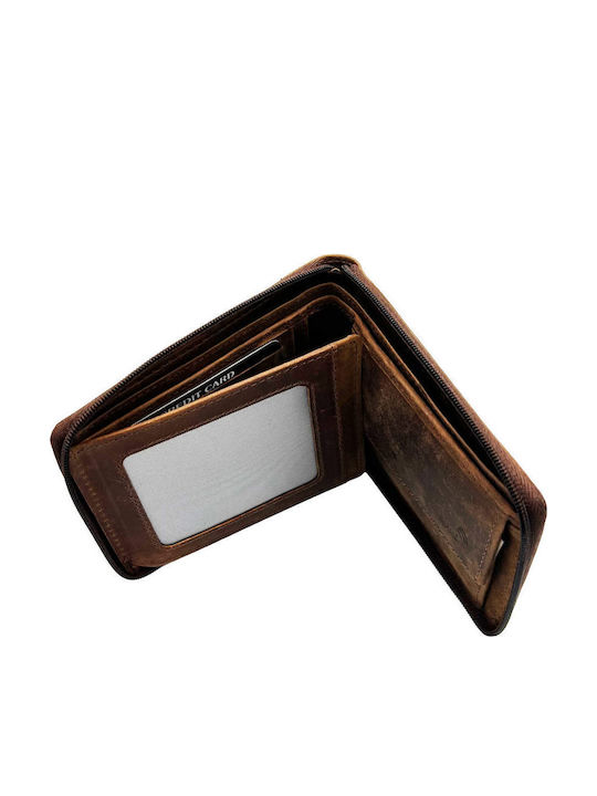 Leather Men's Wallet Classic with RFID Brown