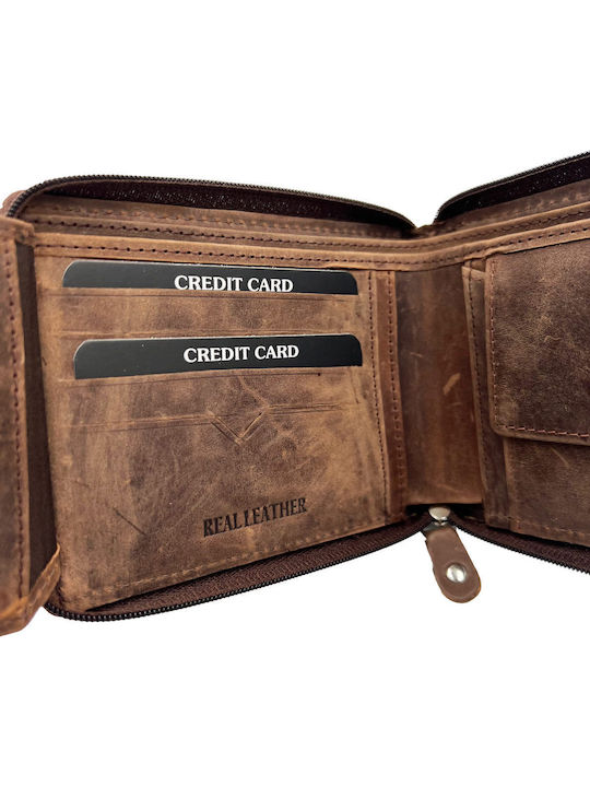 Leather Men's Wallet Classic with RFID Brown