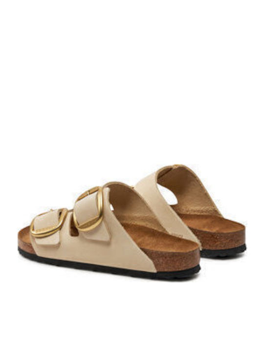 Arizona Big Buckle Leather Women's Flat Sandals in Brown Color Narrow Fit