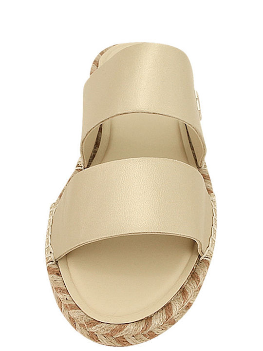 Sandale Casual Damă Din Piele Aurii Regular Fit