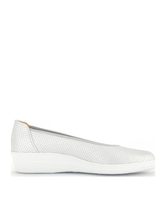 Lederne Damen Ballerinas in Weiß Farbe
