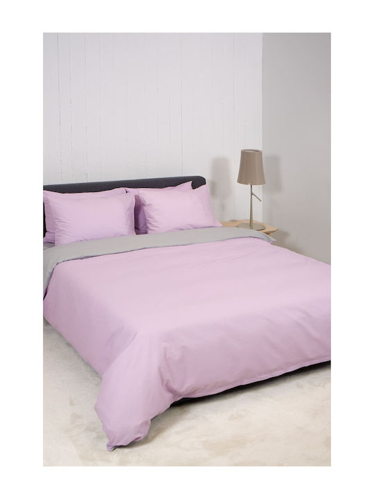 Viokarpet Duvet Cover Set Cotton Single with Pillowcase 165x245 View Lilac Lt Grey