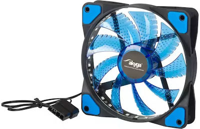 Akyga AW-12E-BL Case Fan 120mm με Μπλε Φωτισμό και Σύνδεση 3-Pin / 4-Pin Molex Μπλε