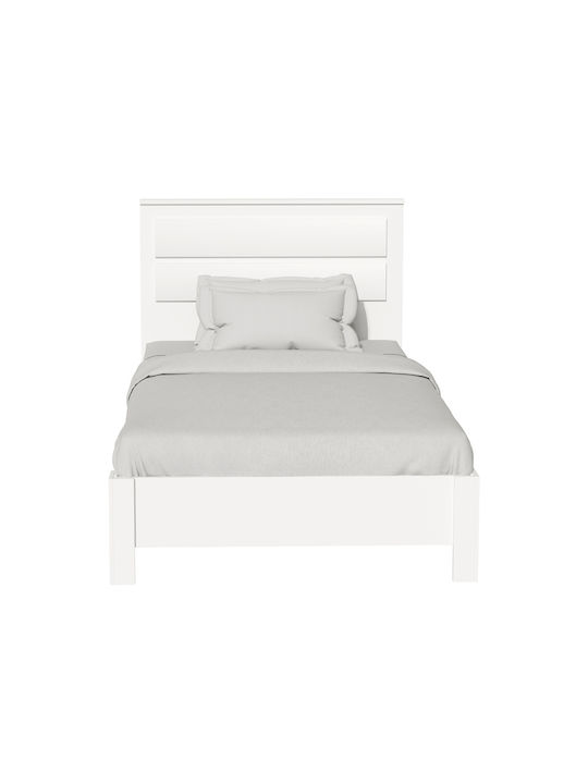 Olympus Κρεβάτι Μονό Ξύλινο Λευκό με Τάβλες για Στρώμα 100x200cm
