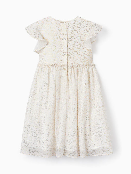 Zippy Mädchen Kleid Tüll Polka Dot Kurzärmelig ecru