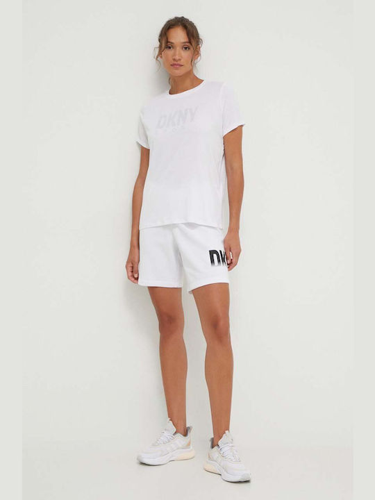 DKNY Damen Bluse Kurzärmelig White