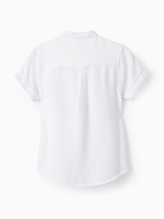 Kids Shirt Short Sleeve Linen White