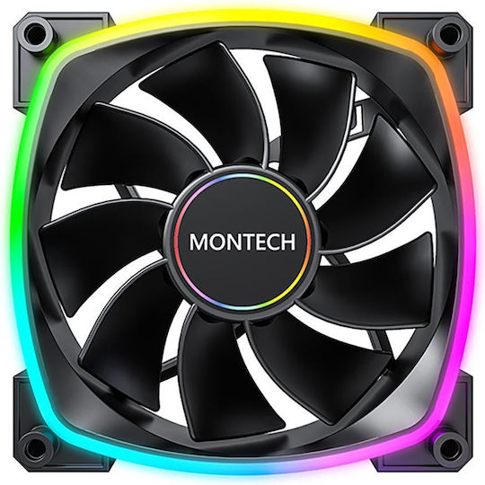 Montech RX140 Обратен Перка Вентилатор за Кутия (1600 оборота / 90.5cfm) с ARGB Осветление и 4-изводна ШИМ Свързване