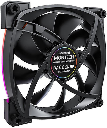 Montech RX140 Обратен Перка Вентилатор за Кутия (1600 оборота / 90.5cfm) с ARGB Осветление и 4-изводна ШИМ Свързване