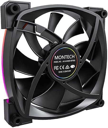 Montech AX140 Ventilator Pentru Carcasă (1600rpm / 90.5cfm) cu Iluminare ARGB și Conexiune 4-Pin PWM