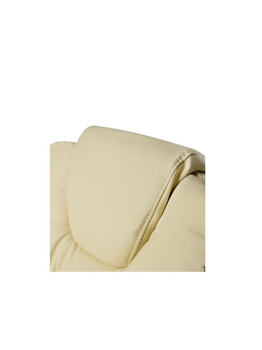 Reclining Office Chair with Fixed Arms Beige