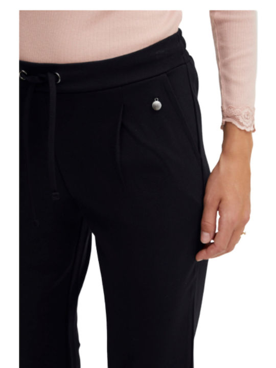 Women's High-waisted Fabric Trousers Black