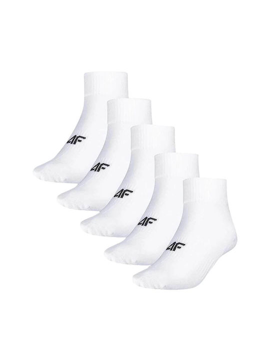 4F Athletic Socks White 5 Pairs