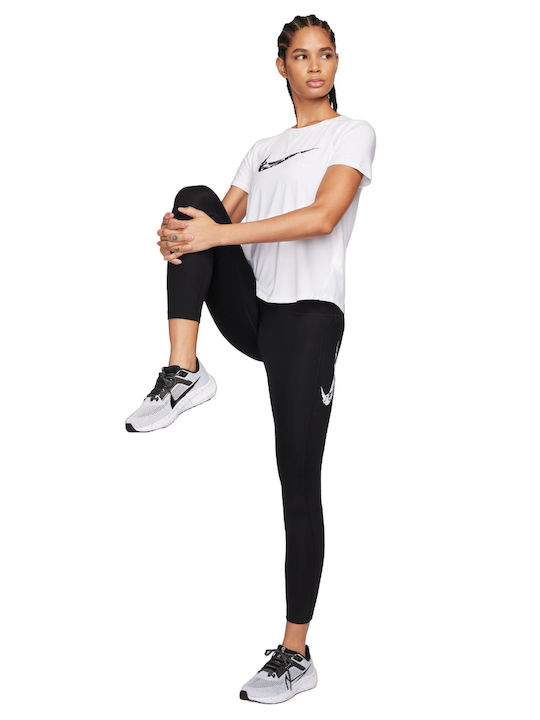 Nike Damen Sportliches Bluse Kurzärmelig Dri-Fit Weiß