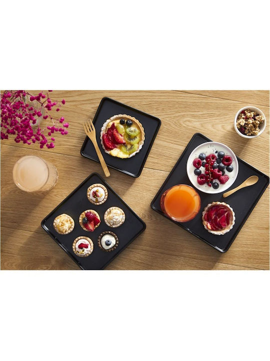 Leone Plate Desert Square made of Melamine Black 15x15cm