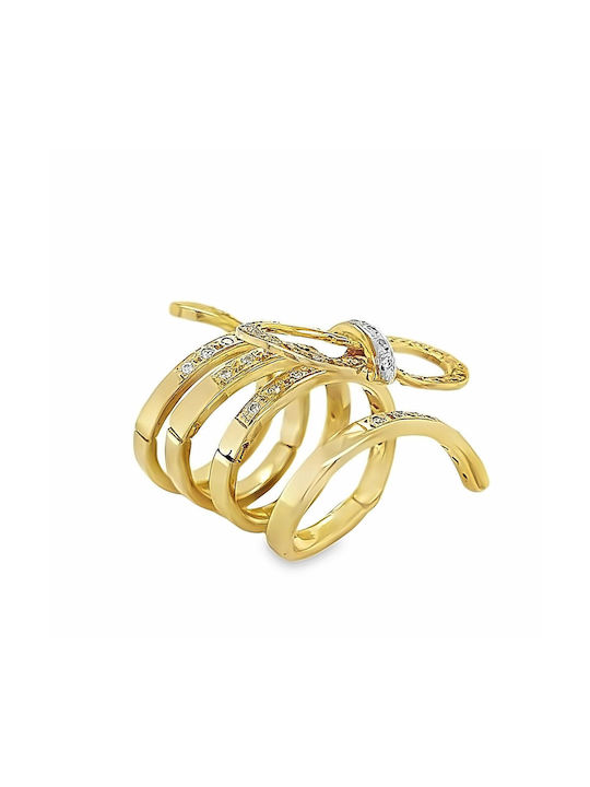 Xryseio Damen Ring mit Zirkonia aus Gold 14K