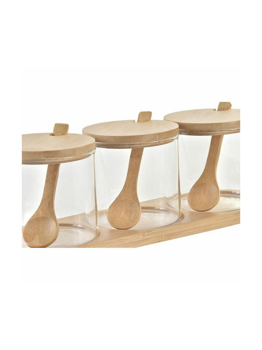 DKD Home Decor Set 3buc Borcane pentru Zahăr cu capac & Bază Sticlă 340ml S3037358