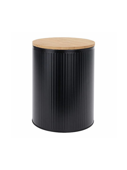 Excellent Houseware Βάζο Γενικής Χρήσης με Καπάκι Μεταλλικό σε Μαύρο Χρώμα 13.5x13.5x17cm