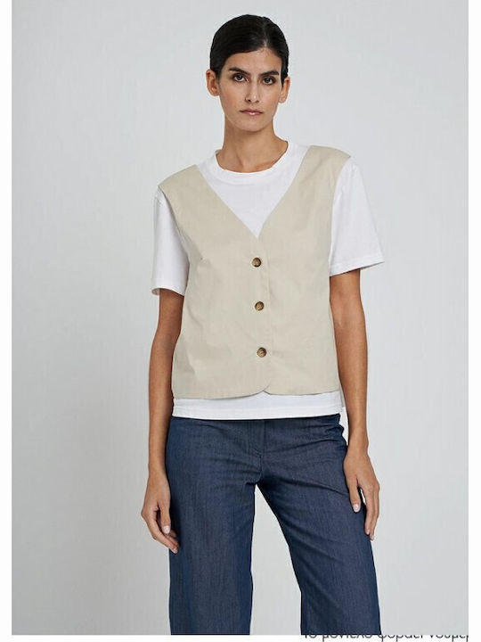 Women's Blouse Cotton Sleeveless White
