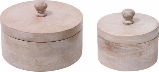 InTheBox Akan Set of 4 General Use Vases with Lid Wooden White 13x12.5cm 4 Pieces