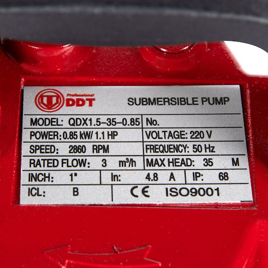 DDT Monofazic Motor Submersibil Pompă 1.13hp QDX35