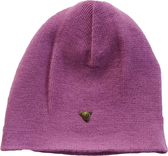 Beanie Γυναικείος Reversible Σκούφος Πλεκτός σε Μωβ χρώμα