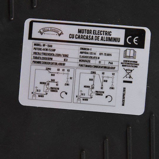 Cu o singură fază Motor electric 4hp Maximă Rotații 2800rpm 220V