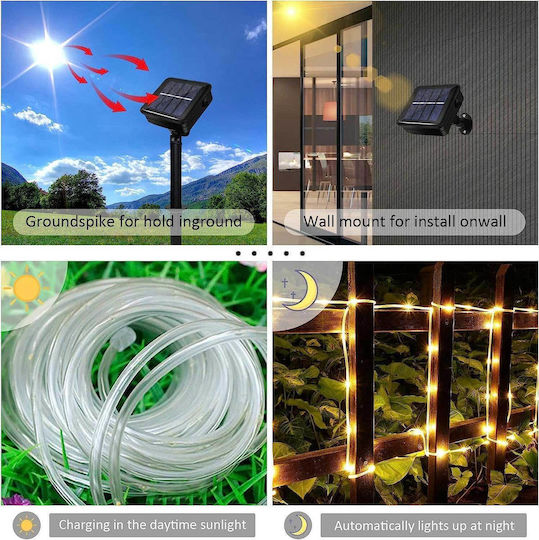 Jimacro Slrl Outdoor Solar Light Led Rope Christmas Light Tube Warm White Battery Programmable 12m IP65