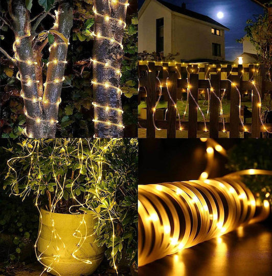 Jimacro Slrl Outdoor Solar Light Led Rope Christmas Light Tube Warm White Battery 100 Light Bulbs Programmable 12m IP65