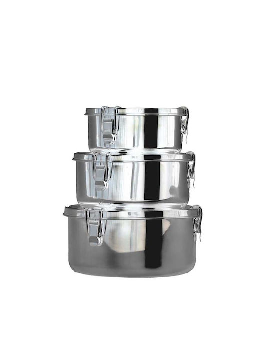 Σετ Δοχεία Φαγητού Inox Ασημί 12x12cm 3τμχ