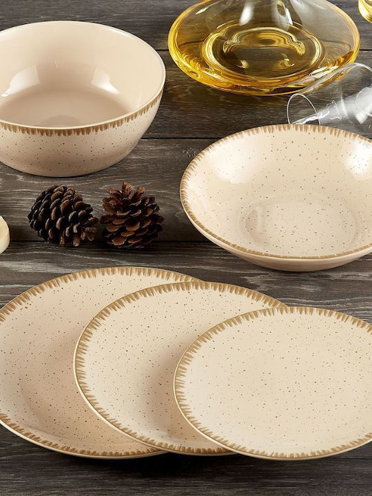 Ammos Plate Desert made of Porcelain Beige with Diameter 20cm