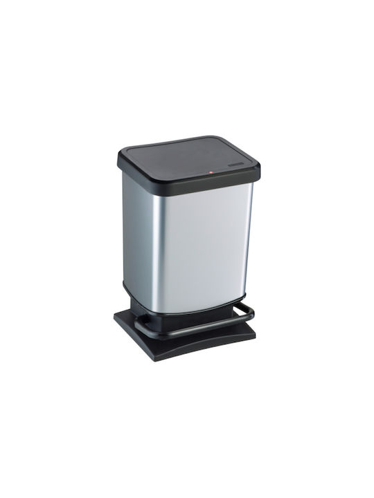 Rotho Babydesign Plastic Waste Bin Paso with Pedal Silver 20lt