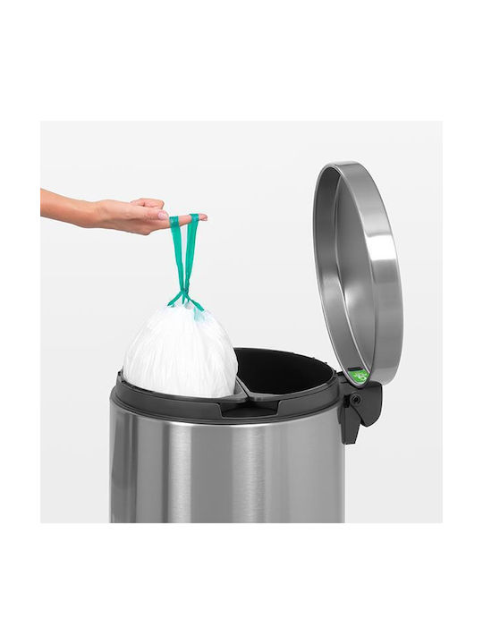 Brabantia Silent Twin Waste Bin Metallic with Pedal Silver 20cm