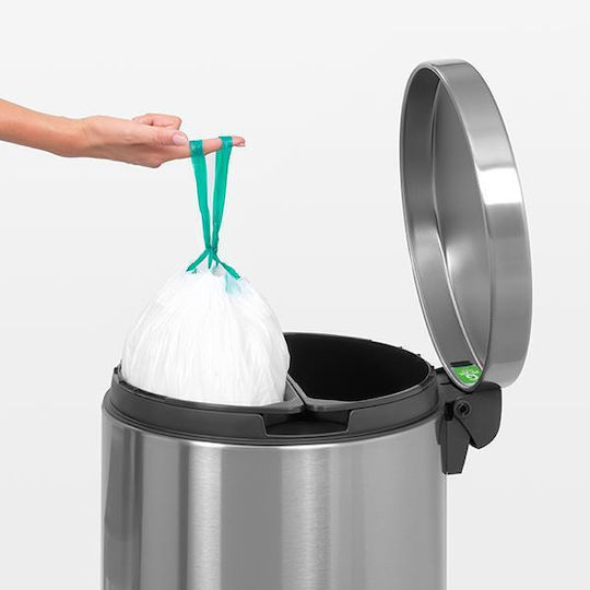 Brabantia Silent Twin Waste Bin Metallic with Pedal Silver 20cm