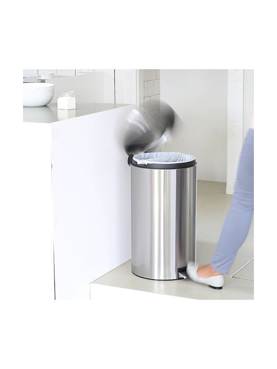 Brabantia Silent Twin Waste Bin Metallic with Pedal Silver 20cm